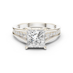 Gold Ring DDLR-253, Princess center stone, White Gold