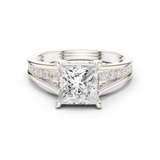 Gold Ring DDLR-253, Princess center stone, White Gold