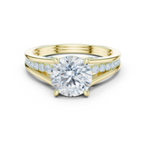 Gold Ring DDLR-253, Round center stone, Yellow Gold