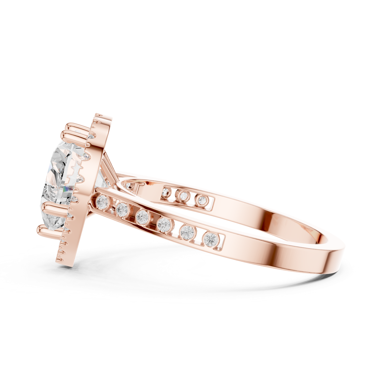 Gold Ring DDLR-349, Heart center stone, Rose Gold, view 3