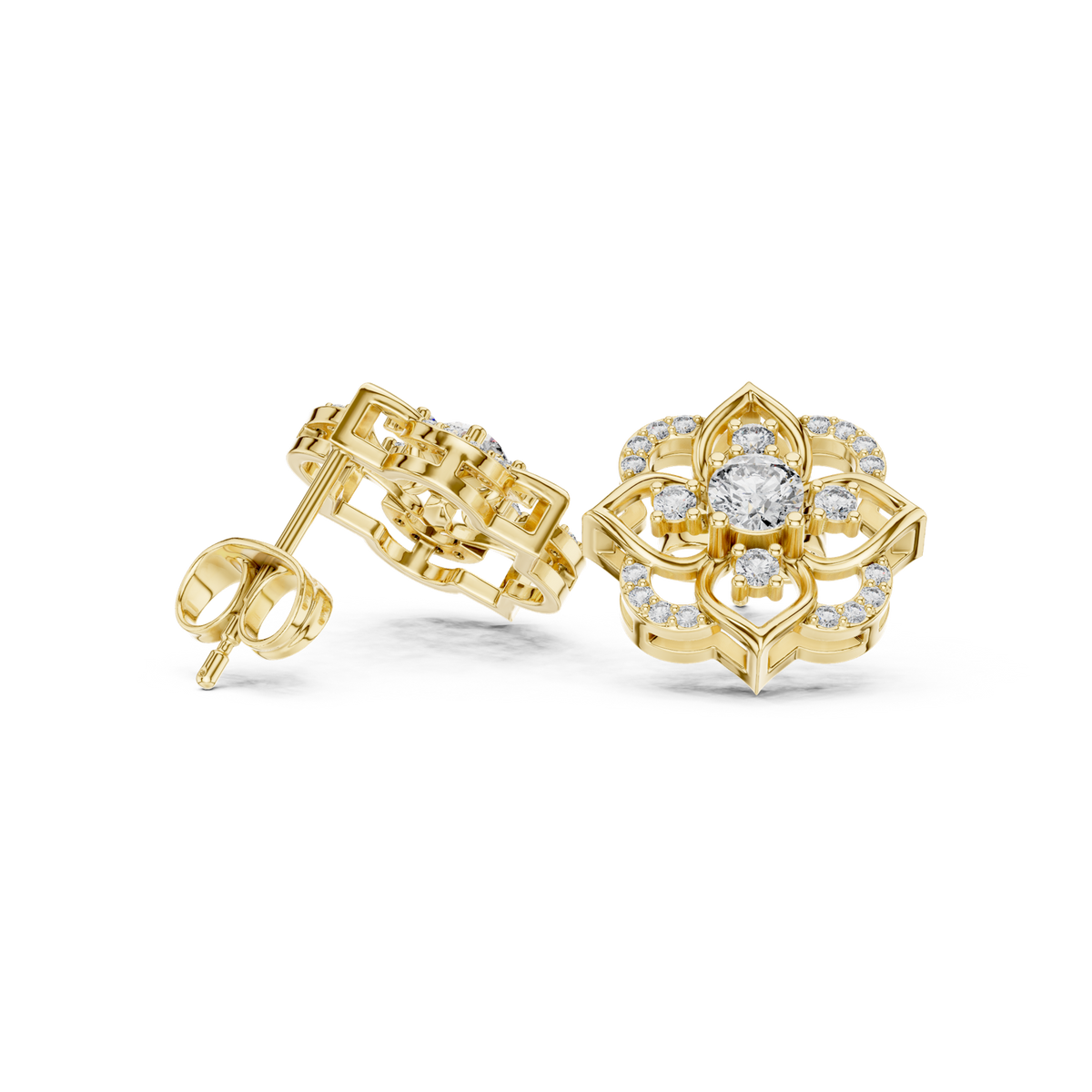 Gold Earrings L29-3, Yellow Gold, view 1