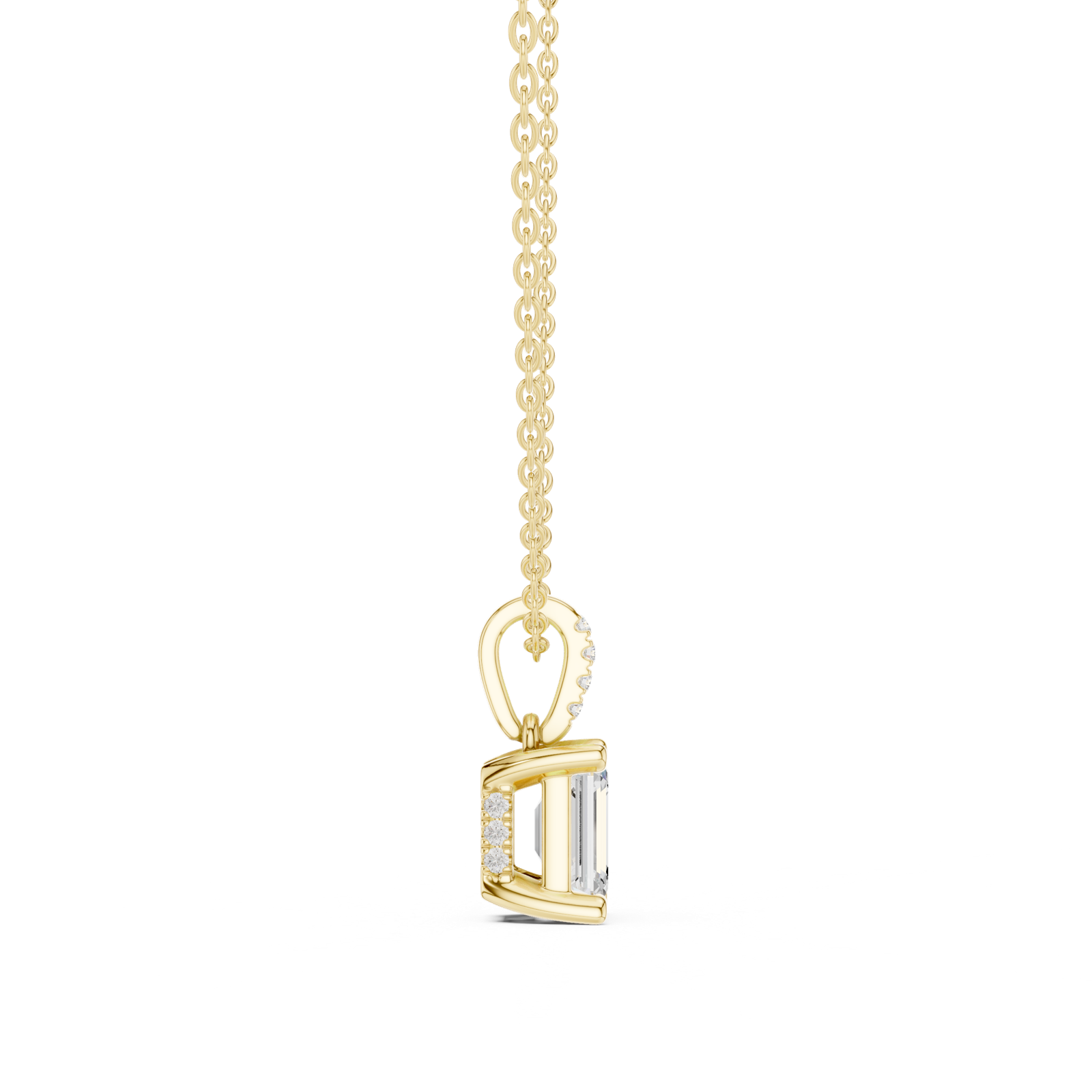 Gold Jewelry, Emerald center stone, Yellow Gold, view 3
