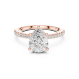 Gold Ring DDLR-177, Pear center stone, Rose Gold, view 4