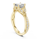 Gold Ring DDLR-257, Asscher center stone, Yellow Gold, view 1