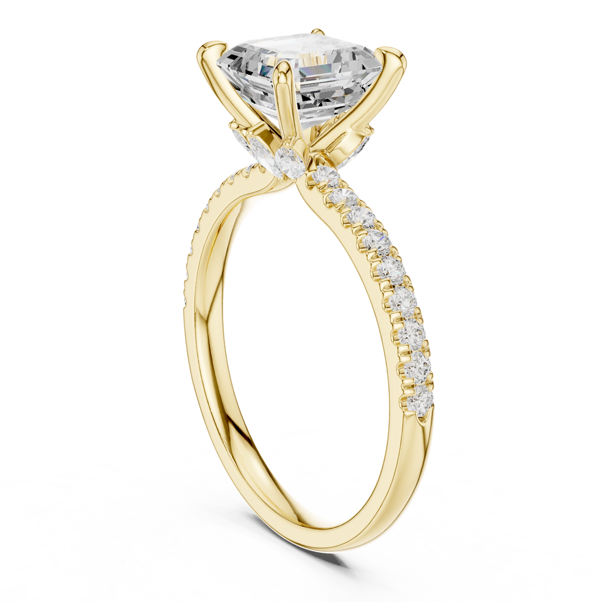 14K Solid Gold Lab Diamond Solitaire Ring, Yellow Gold, view 1