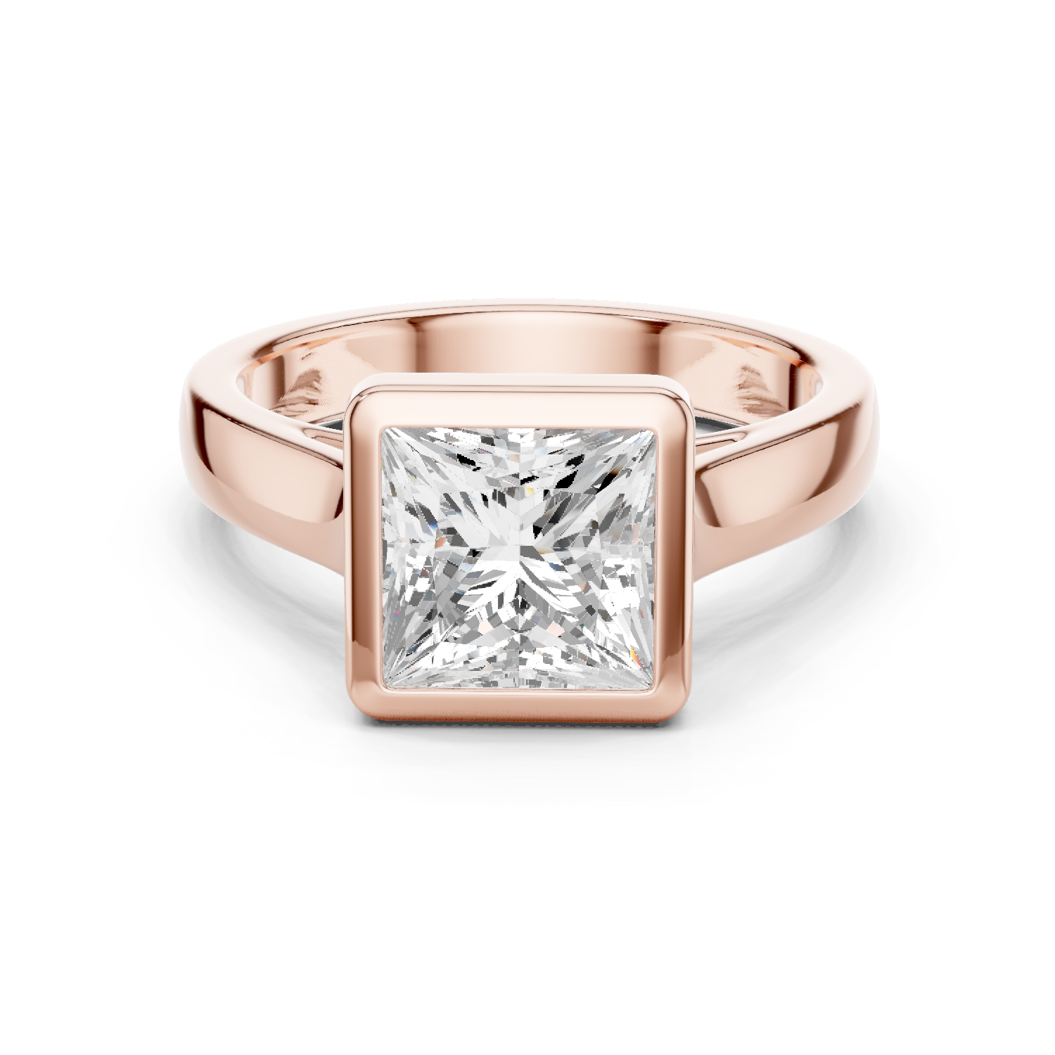 Gold Jewelry L36-3, Princess center stone, Rose Gold