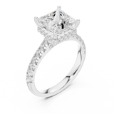 Gold Ring DDLR-258, Princess center stone, White Gold, view 2