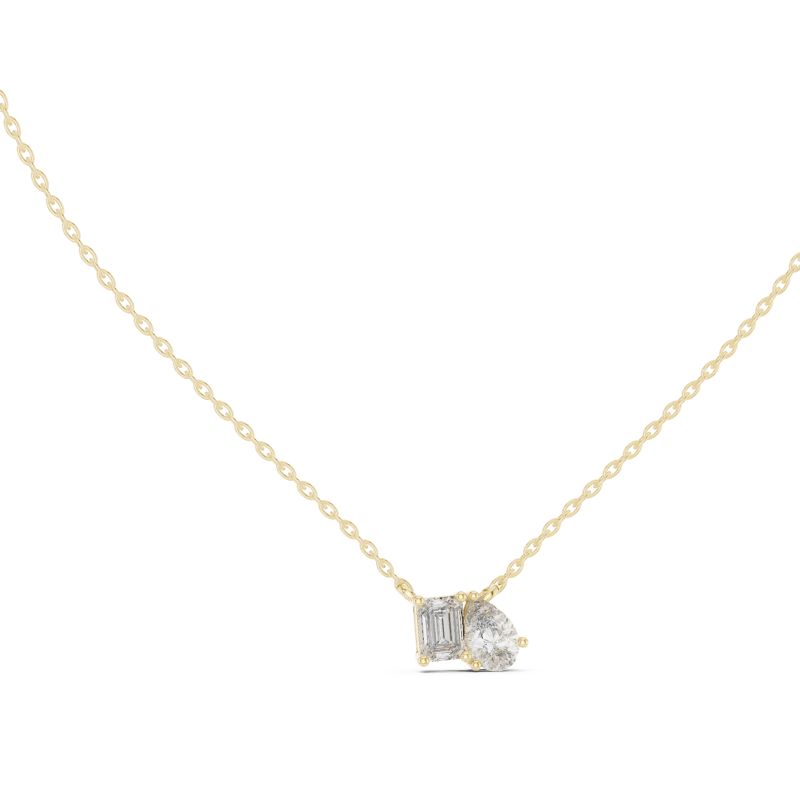 14K Solid Gold Lab Diamond Pendant Necklace, Yellow Gold, view 1