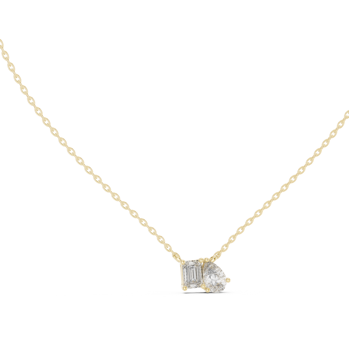 14K Solid Gold Lab Diamond Pendant Necklace, Yellow Gold, view 1
