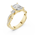Gold Ring DDLR-281, Radiant center stone, Yellow Gold, view 2