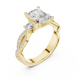 Gold Ring DDLR-281, Radiant center stone, Yellow Gold, view 2