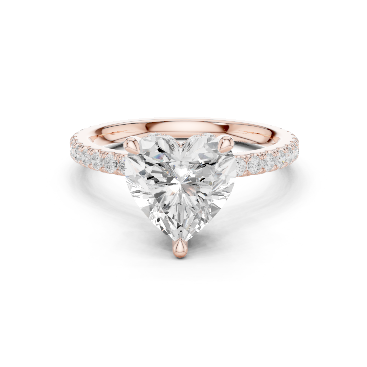 Gold Ring DDLR-171-R00865, Heart center stone, Rose Gold