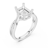 Gold Twisted Band Solitaire Engagement Ring, Emerald center stone, White Gold, view 2