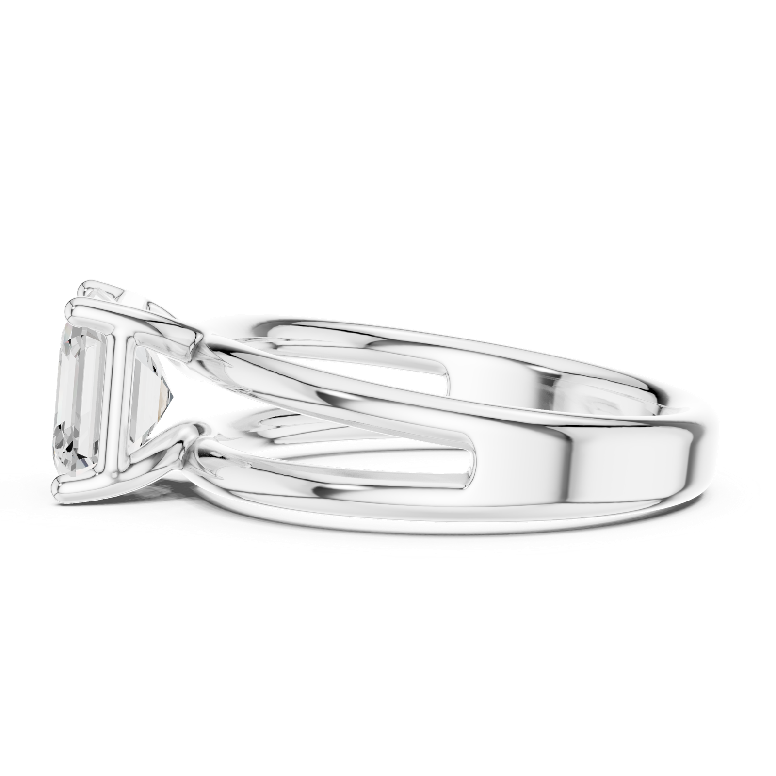 Gold Jewelry L36-9, Asscher center stone, White Gold, view 3