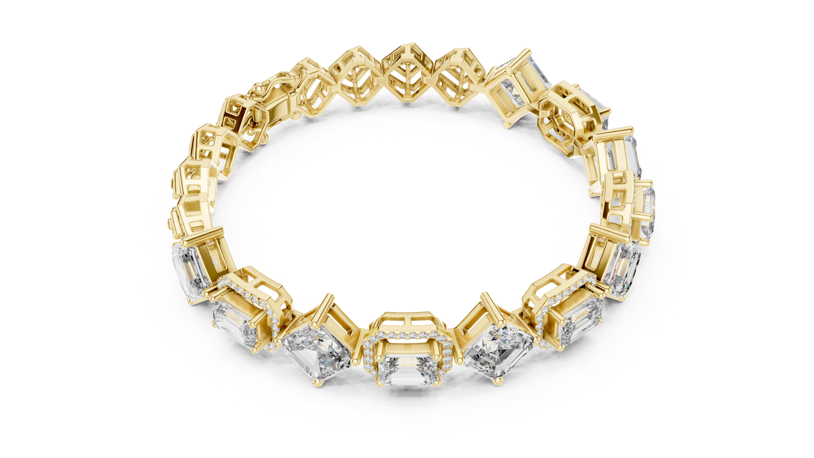 14K Solid Gold Lab Diamond Bracelet, Yellow Gold, view 2