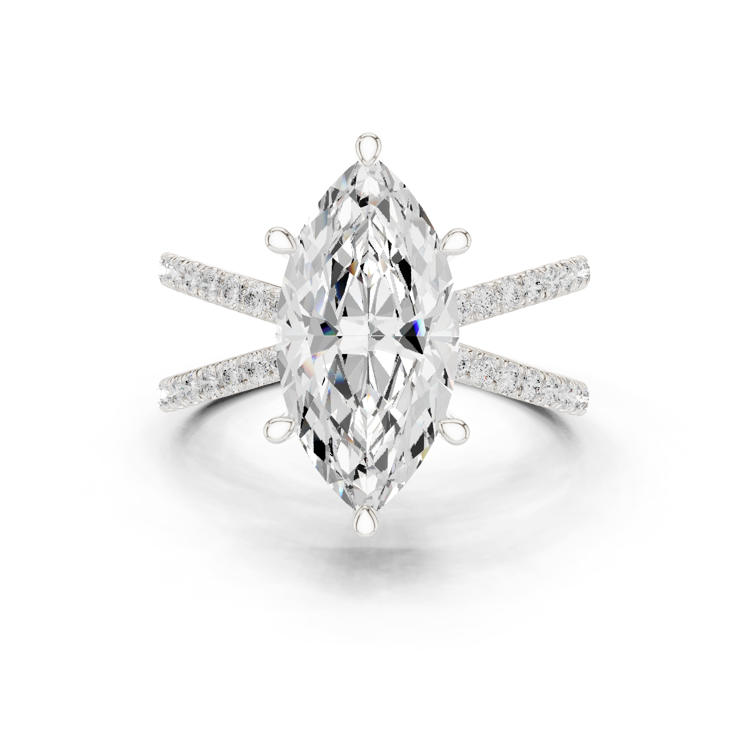 Gold Jewelry L36-25, Marquise center stone, White Gold