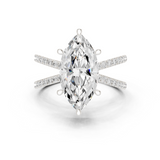 Gold Jewelry L36-25, Marquise center stone, White Gold