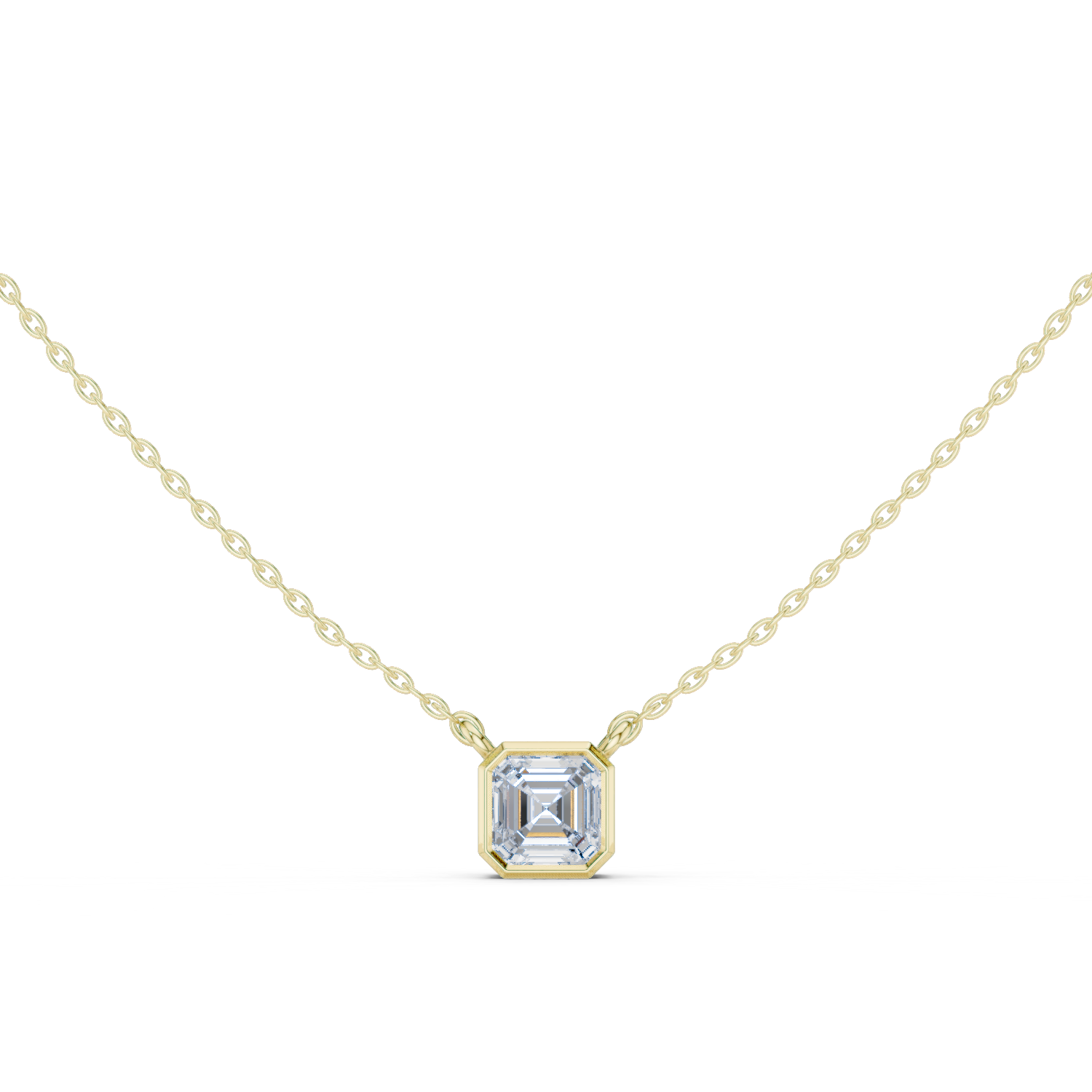 Gold Jewelry, Asscher center stone, Yellow Gold