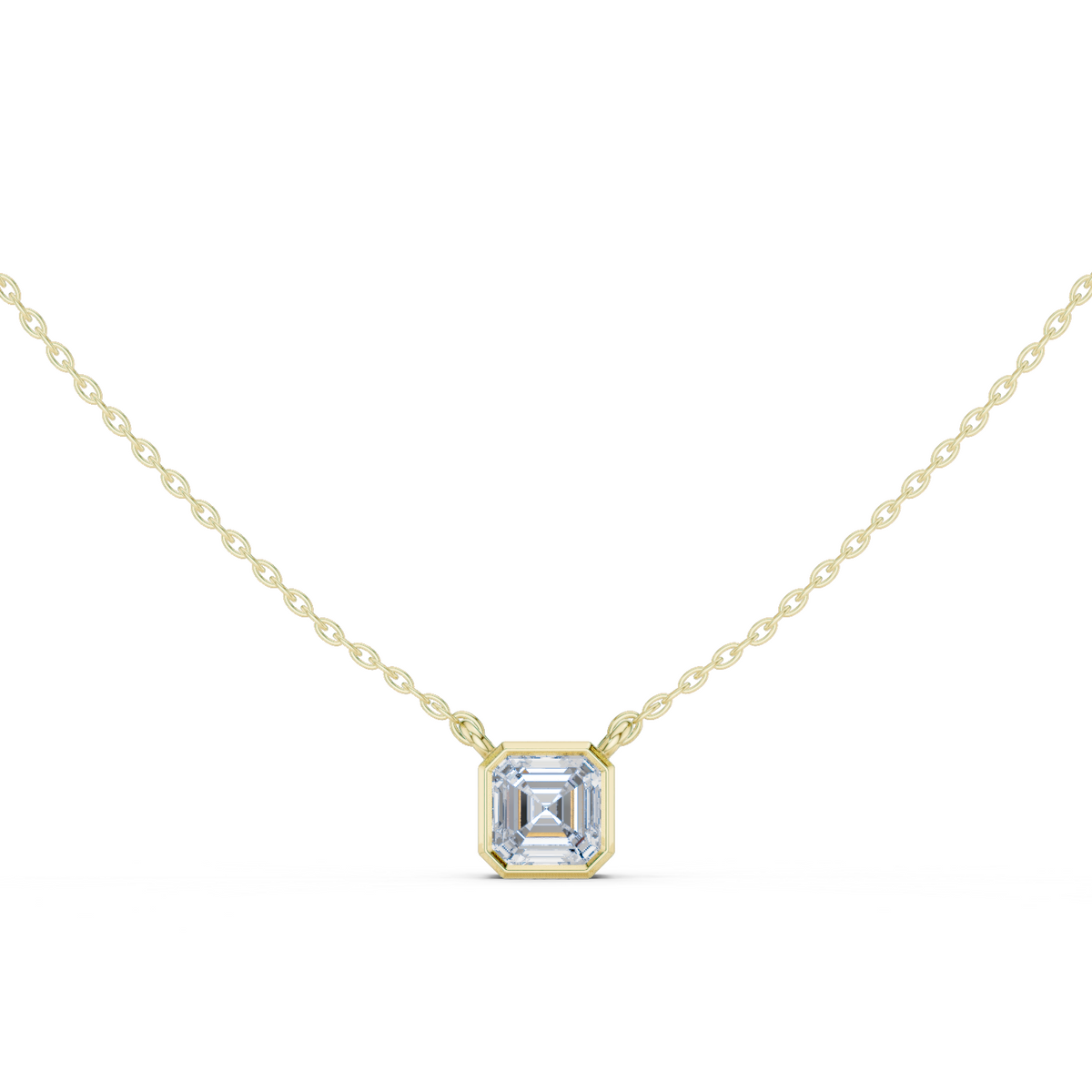 Gold Jewelry, Asscher center stone, Yellow Gold
