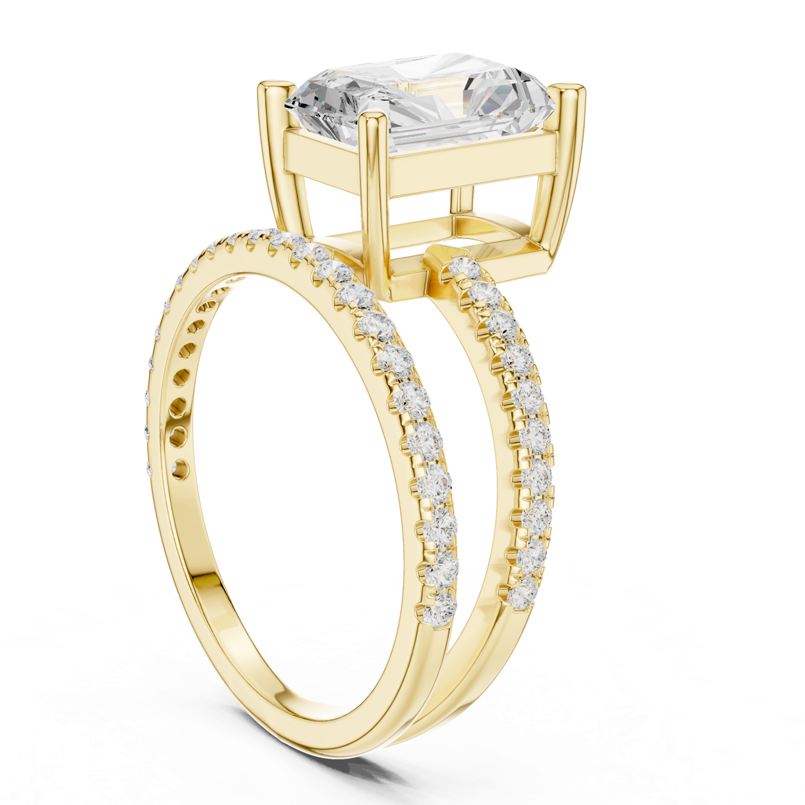 Gold Jewelry L35-39, Radiant center stone, Yellow Gold, view 1