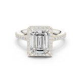 Gold Ring DDLR-255, Emerald center stone, White Gold