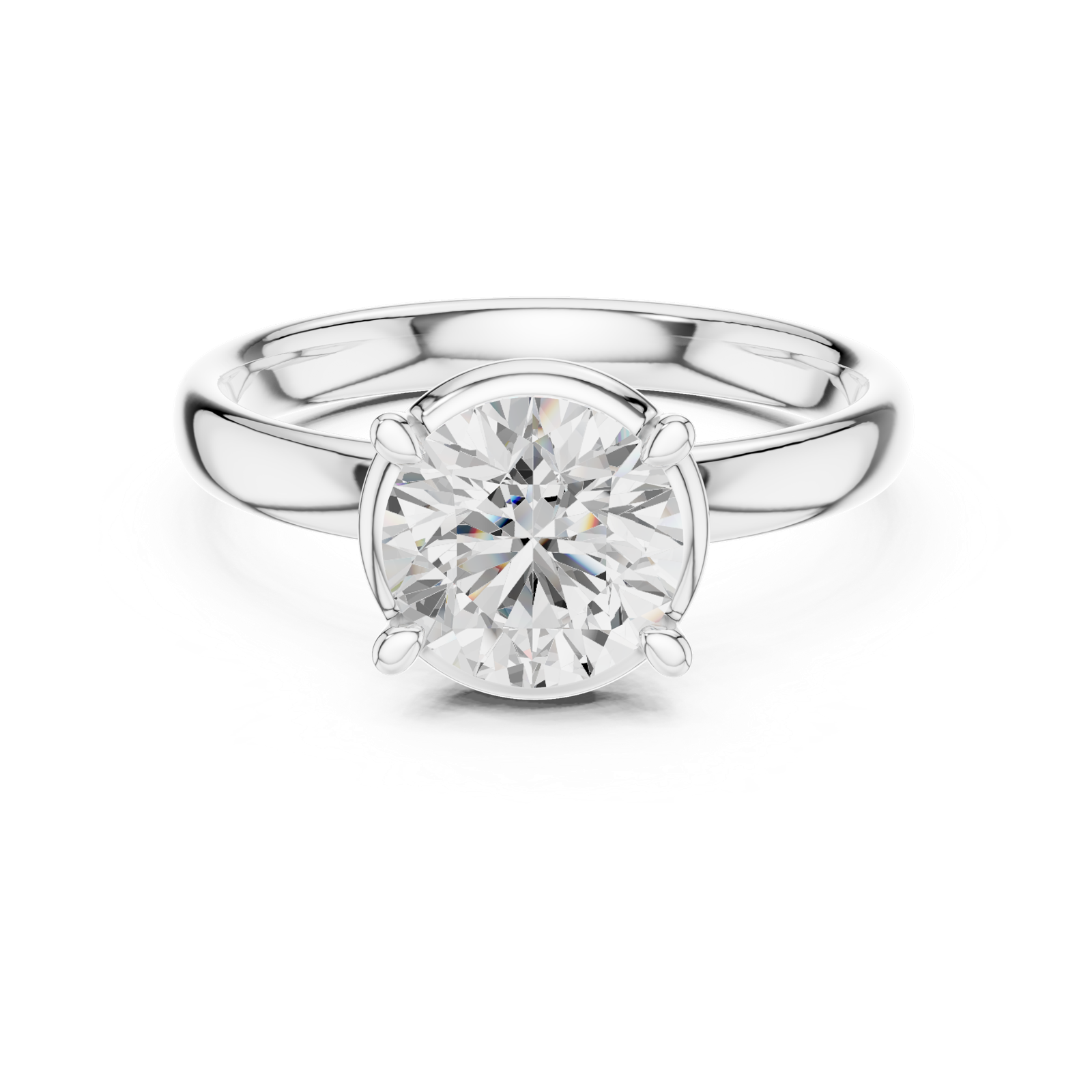 Gold Jewelry L36-10, Round center stone, White Gold, view 4
