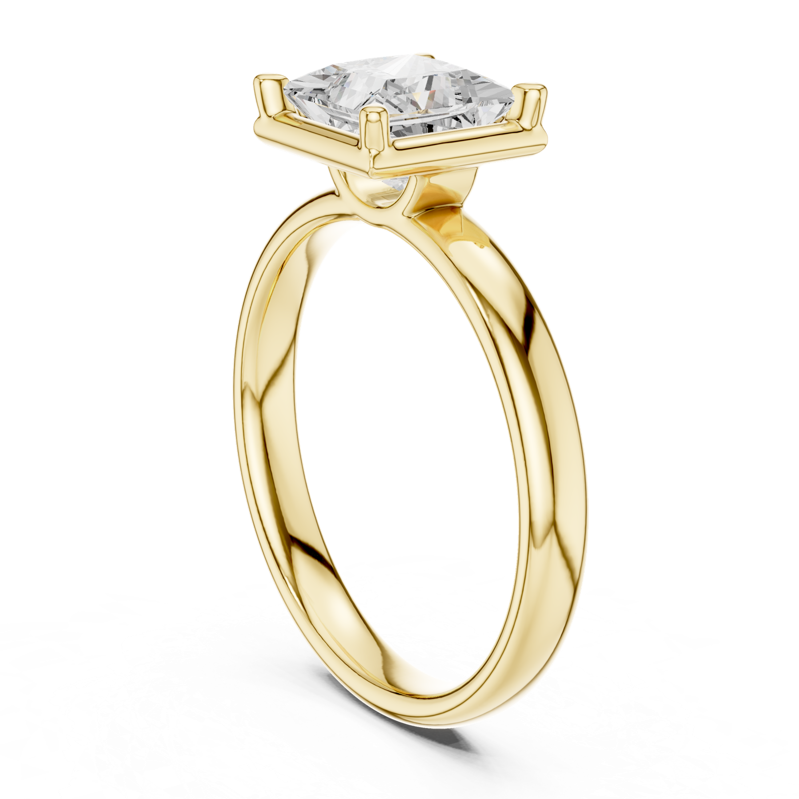 Gold Jewelry L36-10, Princess center stone, Yellow Gold, view 1
