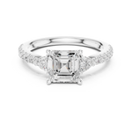 Gold Ring, Asscher center stone, White Gold, view 4