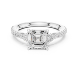 Gold Ring, Asscher center stone, White Gold, view 4