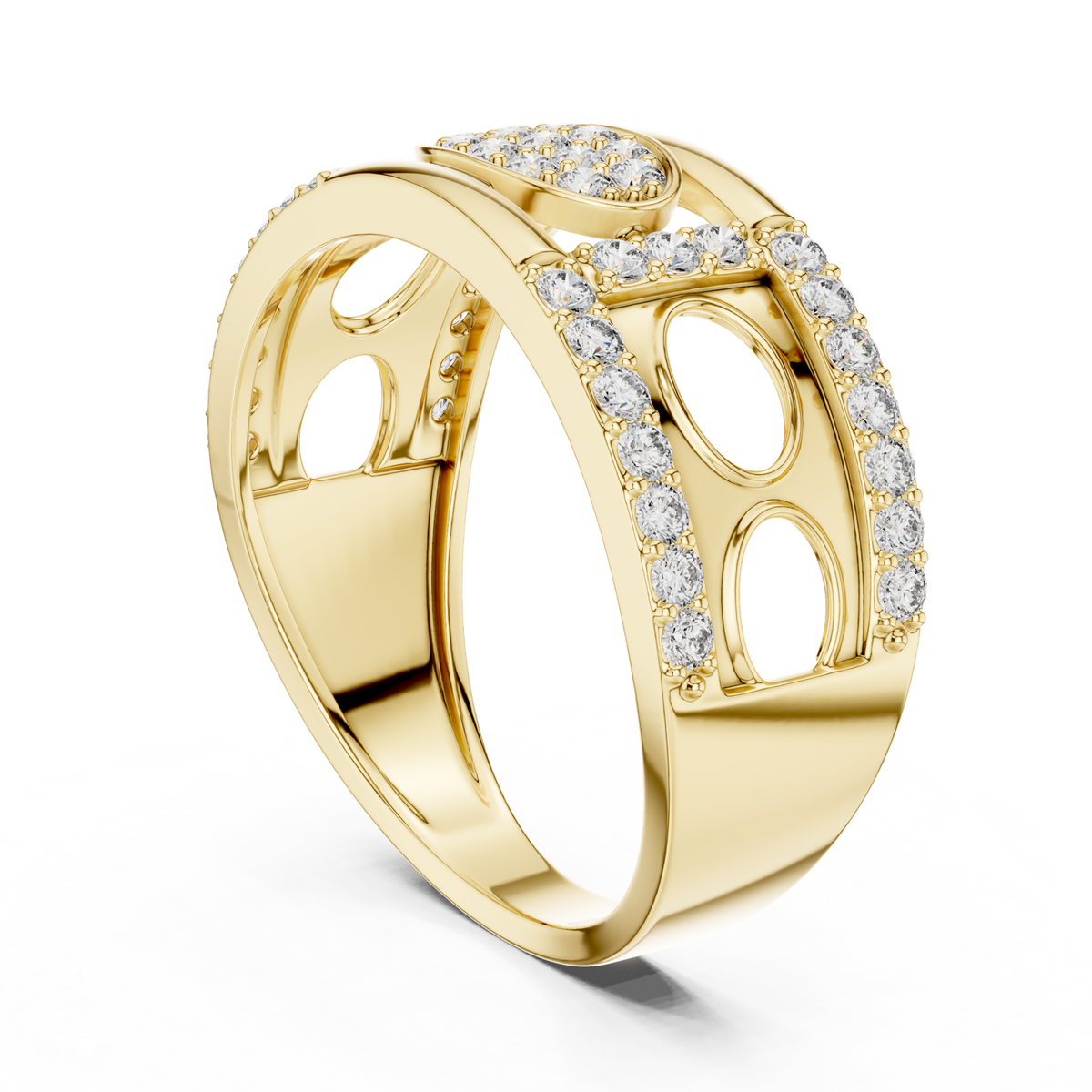14K Solid Gold Lab Diamond Cluster Ring, Yellow Gold, view 1