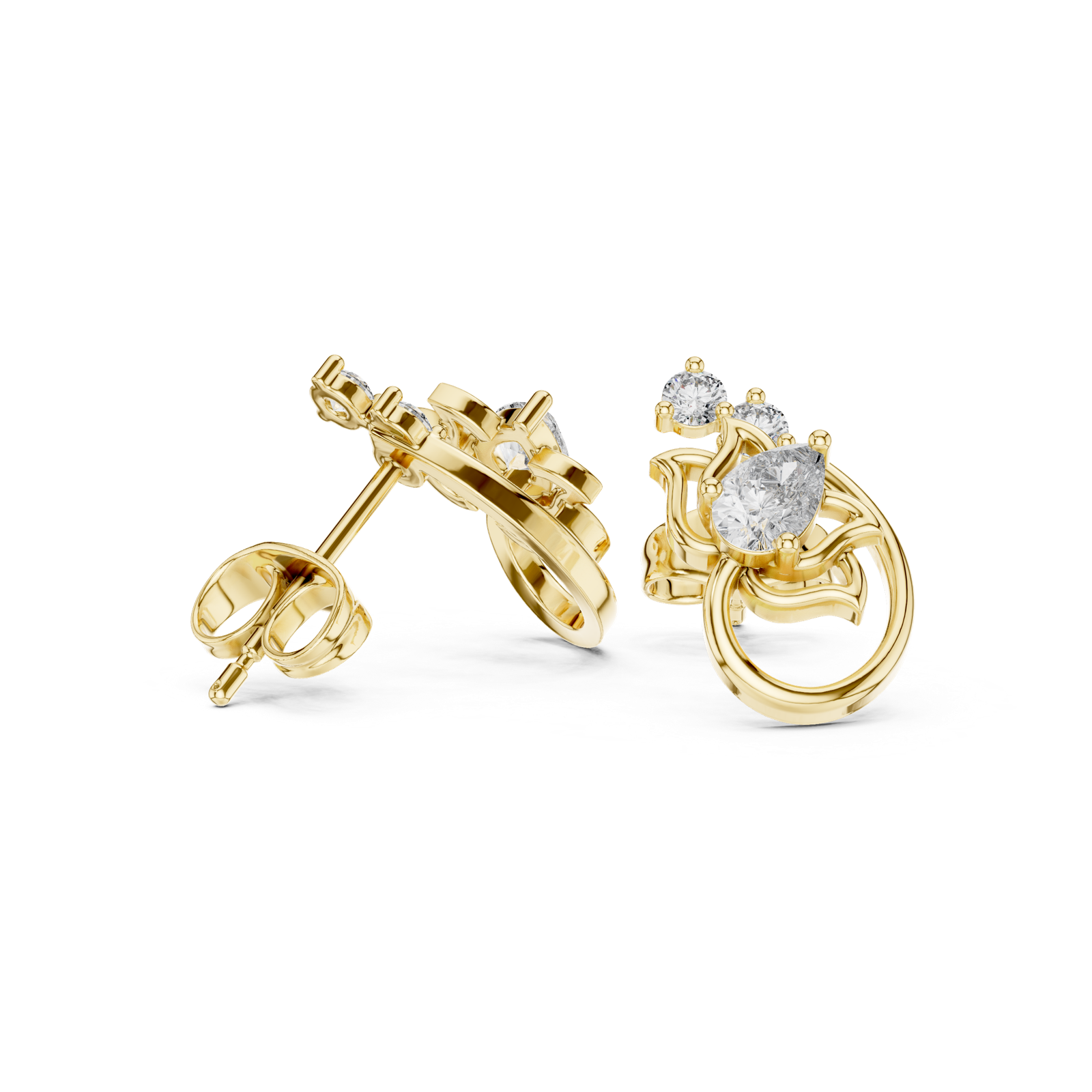 Gold Earrings L29-120, Yellow Gold, view 1