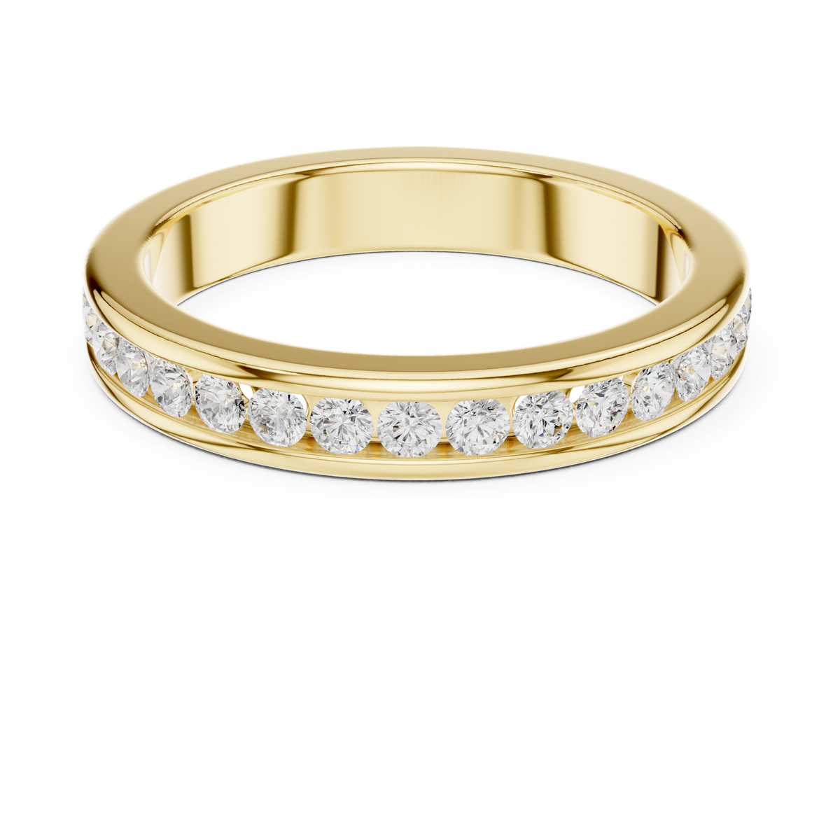 14K Solid Gold Lab Diamond Eternity Ring, Yellow Gold