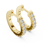 14K Solid Gold Lab Diamond Huggie Earrings, Yellow Gold, view 2