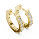 14K Solid Gold Lab Diamond Huggie Earrings, Yellow Gold, view 2
