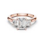 Gold Ring DDLR-041, Emerald center stone, Rose Gold