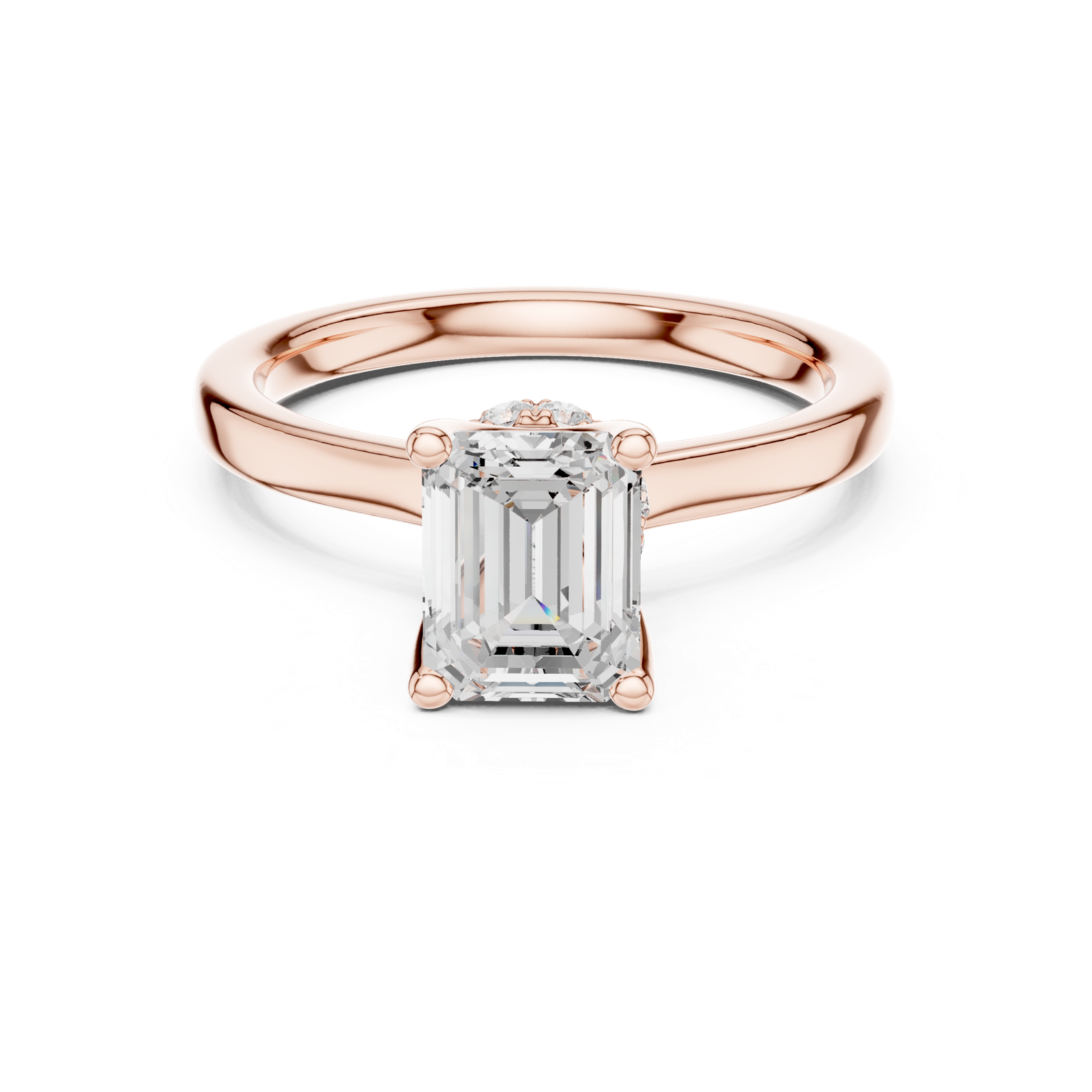 Gold Ring DDLR-176, Emerald center stone, Rose Gold, view 4