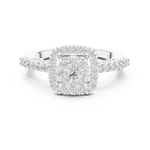 14K Solid Gold Lab Diamond Halo Ring, White Gold