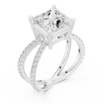 Gold Jewelry L36-25, Princess center stone, White Gold, view 2