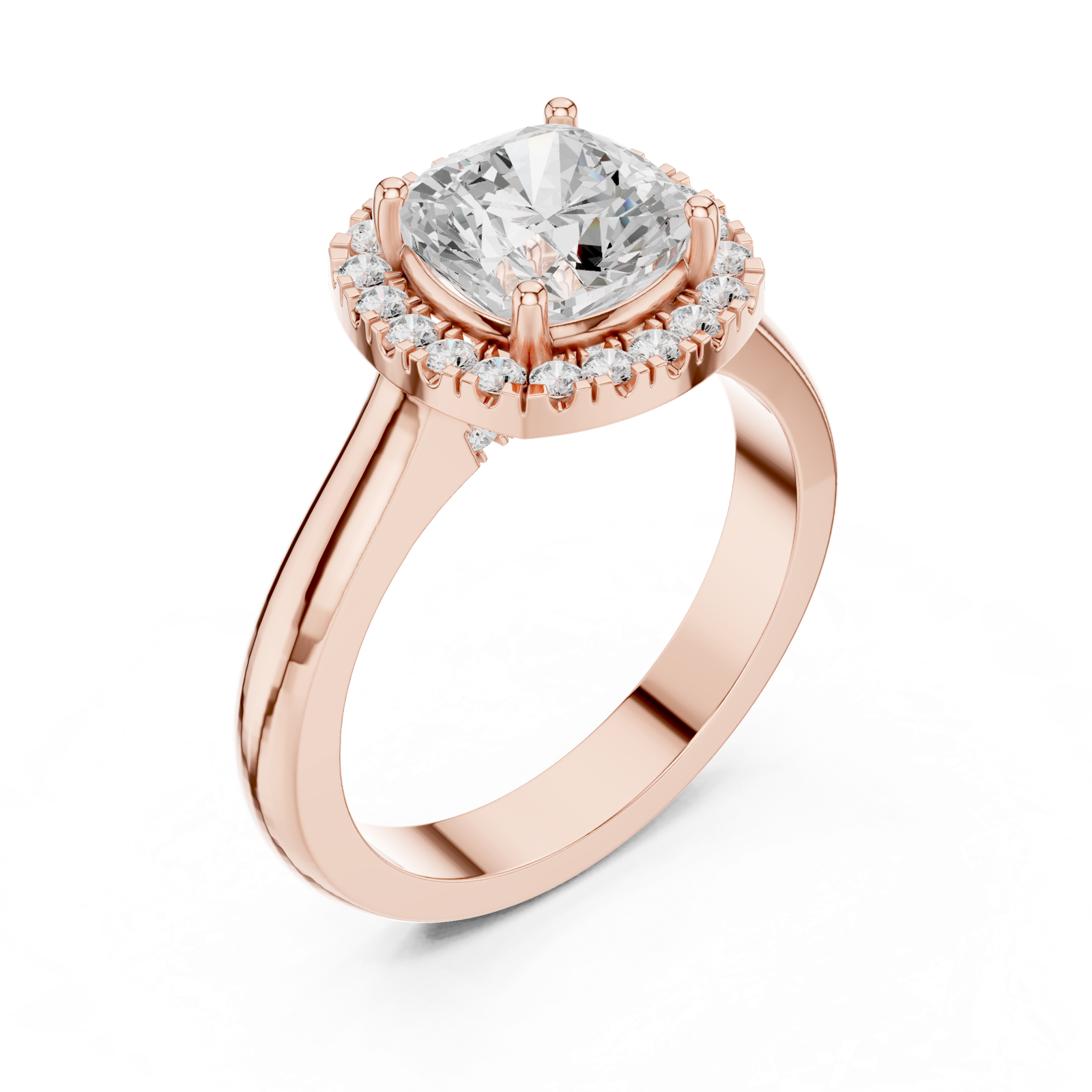 Gold Ring, Cushion center stone, Rose Gold, view 2