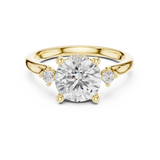 Gold Ring DDLR-164, Round center stone, Yellow Gold, view 4