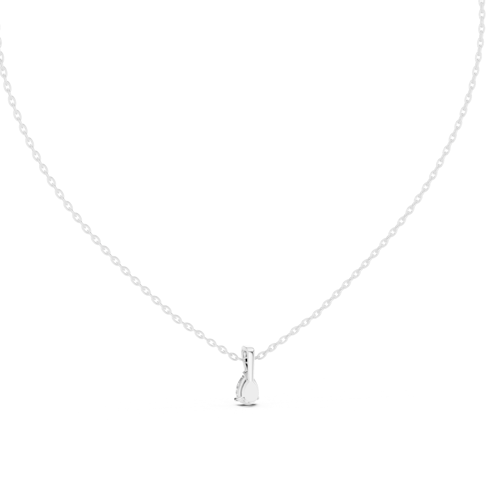 14K Solid Gold Lab Diamond Solitaire Pendant Necklace, White Gold, view 4