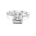 Gold Ring DDLR-167, Asscher center stone, White Gold, view 4