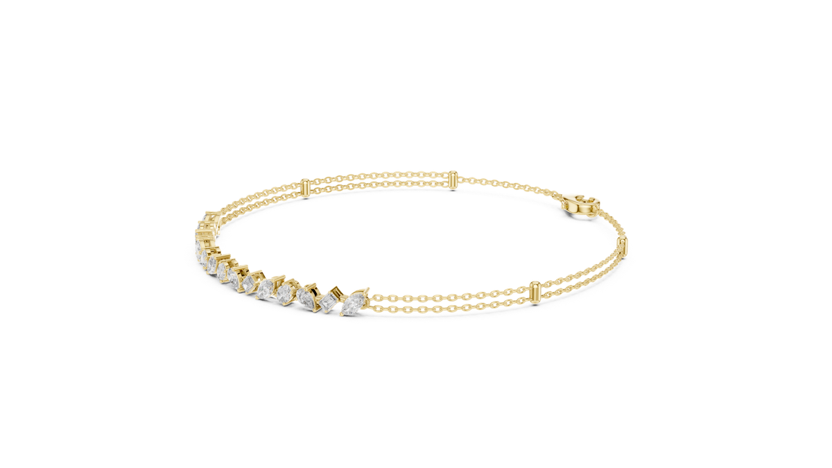 14K Solid Gold Lab Diamond Bracelet, Yellow Gold, view 1