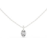 14K Solid Gold Lab Diamond Solitaire Pendant Necklace, White Gold