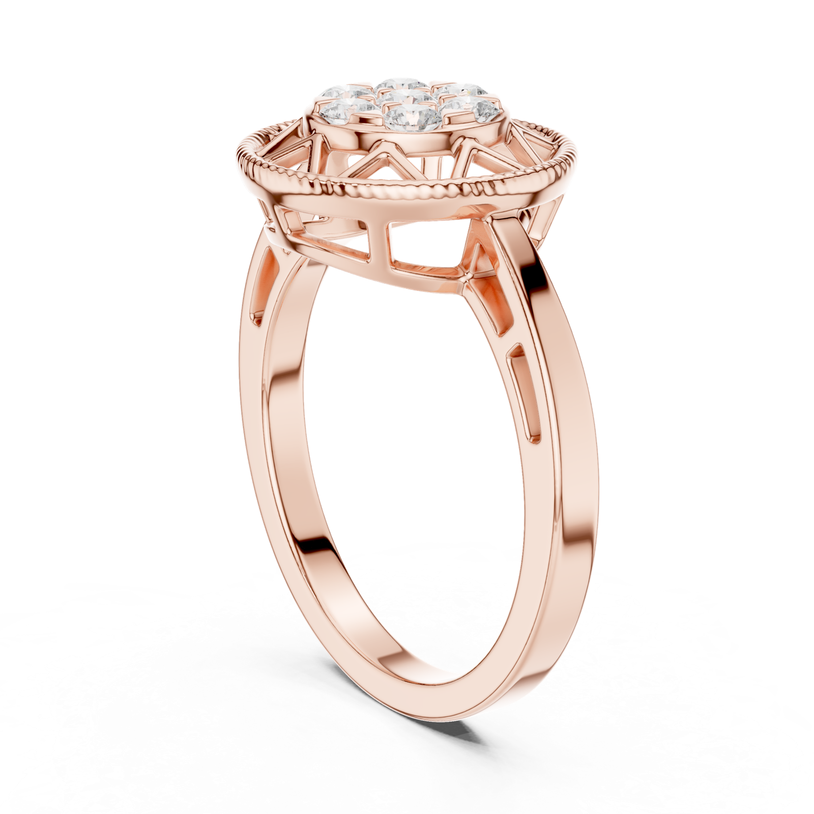Gold Ring DDLR-689, Rose Gold, view 1