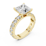 Gold Jewelry L35-63, Princess center stone, Yellow Gold, view 2