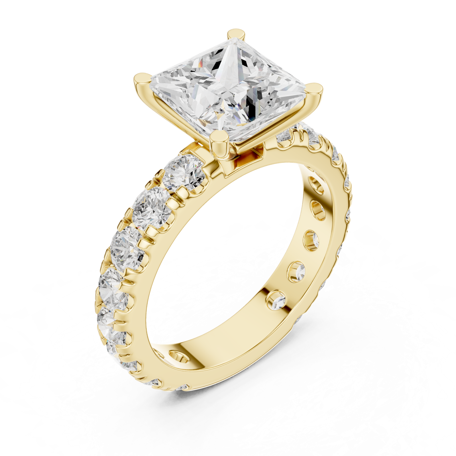 Gold Jewelry L35-63, Princess center stone, Yellow Gold, view 2