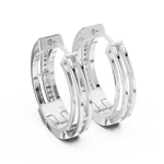 14K Solid Gold Lab Diamond Huggie Earrings, White Gold, view 3