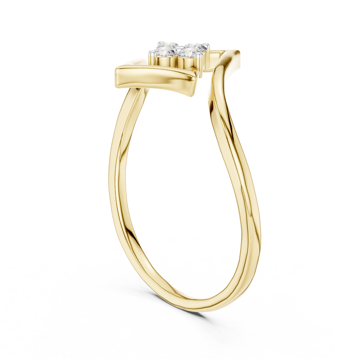 14K Solid Gold Lab Diamond Cluster Ring, Yellow Gold, view 1