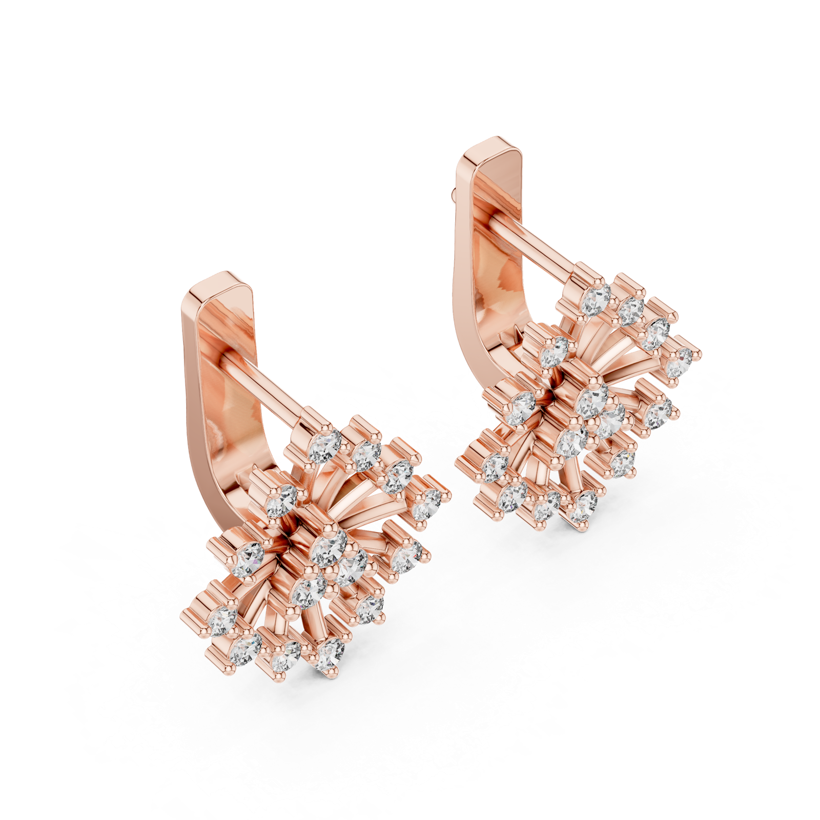 Gold Earrings L03-11, Rose Gold, view 2